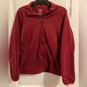 L.L Bean Red Fleece Full Zip Jacket - Medium